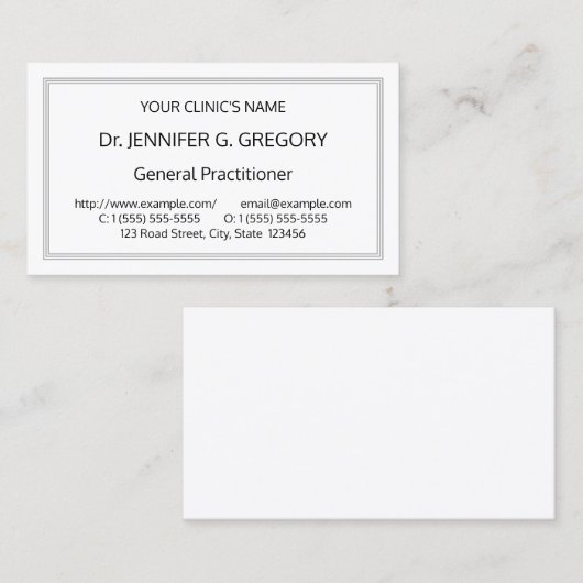 Basic, Simple Healthcare Specialist Visitekaartje (Voorkant / Achterkant)