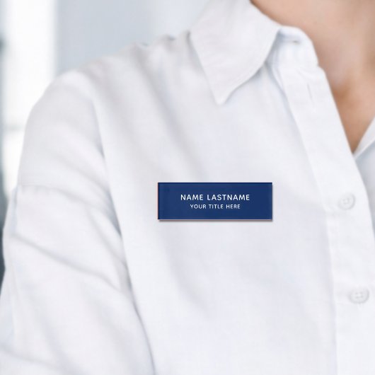 Basic Simple Minimalist Modern Navy Blue Title Naambadge