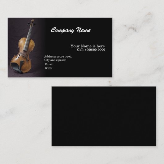 BASIC SJABLOON VISITEKAARTJE Violin, Muziek (Voorkant / Achterkant)