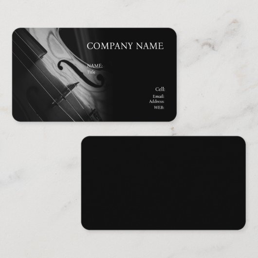 BASIC SJABLOON VISITEKAARTJE, VIOLIN. VISITEKAARTJE (Voorkant / Achterkant)