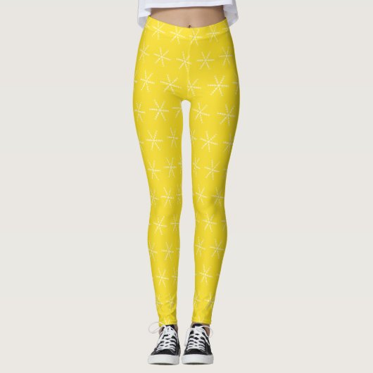 Basic Snowflake Yellow Leggings (Voorkant)
