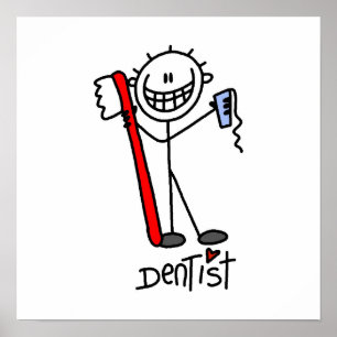 Basic Stick Figuur Dentist Poster