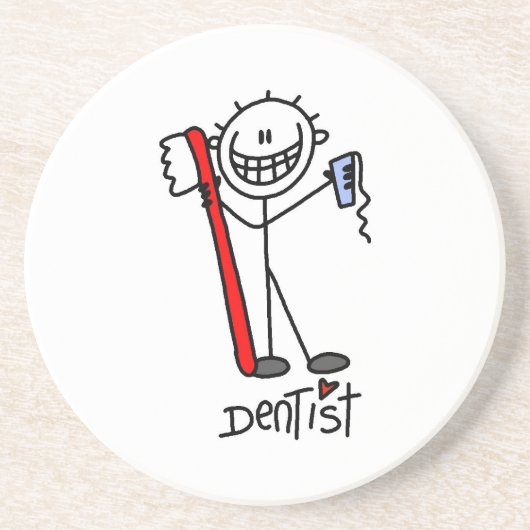 Basic Stick Figuur Dentist Zandsteen Onderzetter (Voorkant)