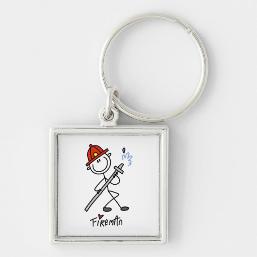 Basic Stick Figuur Fireman T-shirts en cadeautjes Sleutelhanger (Voorkant)