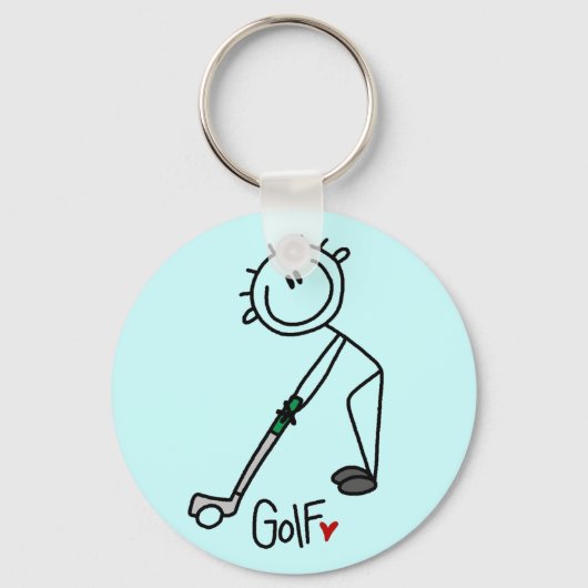 Basic Stick Figuur Golf T-shirts en cadeautjes Sleutelhanger (Voorkant)