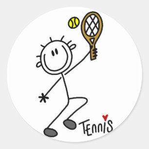 Basic Stick Figuur Tennis Tshirts en cadeaus Ronde Sticker