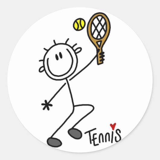 Basic Stick Figuur Tennis Tshirts en cadeaus Ronde Sticker (Voorkant)