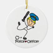 Basic Stick Figuur Vrouw Politieman Keramisch Ornament (Voorkant)