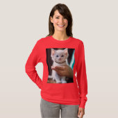 Basic T-shirt met lange mouwen diep rood schattig  (Voorkant volledig)