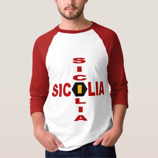 Basic-T-shirt Rangan wit/rood SICILIA T-shirt (Voorkant)