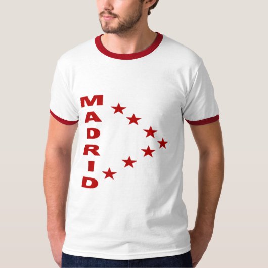 Basic-T-shirt witte halsarm/rood MADRID T-shirt (Voorkant)