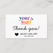 Basic Thank You Business Logo Business Discount Visitekaartje (Voorkant)