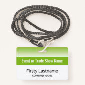 Basic Trade Show met naam en bedrijf - strepen Badge (Voorkant met draagriem)