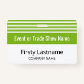 Basic Trade Show met naam en bedrijf - strepen Badge (Voorkant)