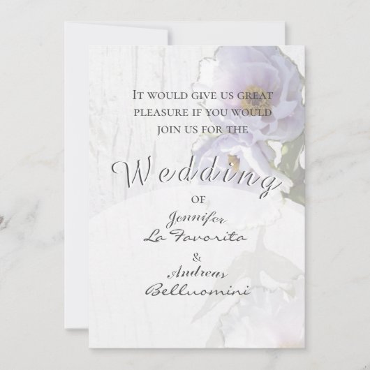 Basic Tree Peony Wedding Invitation Wit Kaart (Voorkant)