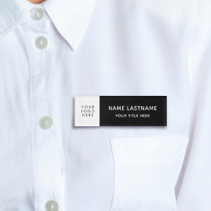 Basic Voeg Logo minimalistisch zwart-wit magneet t Naambadge