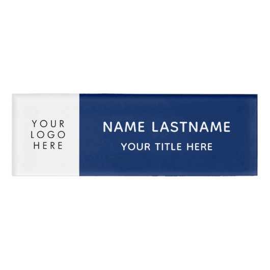 Basic Voeg Logo moderne marineblauwwitte magneet t Naambadge (Voorkant)
