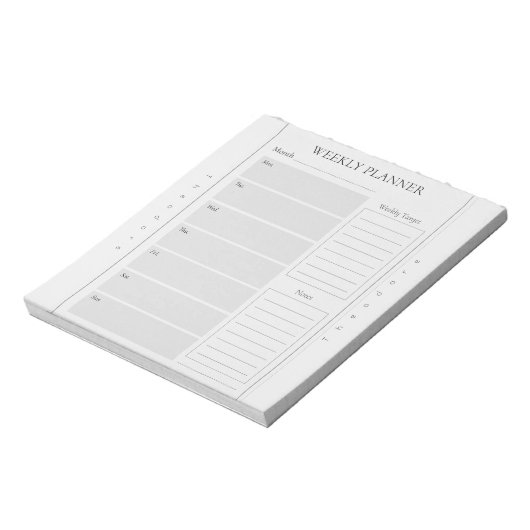 Basic Weekly Planner Naam Grijs Notitieblok (Linkerzijde)
