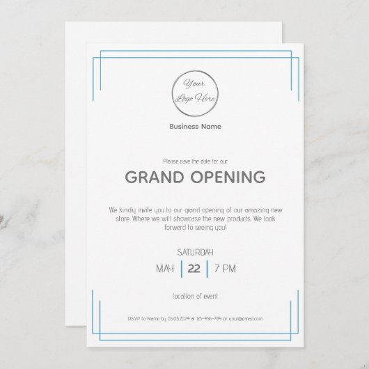 Basic White Blue veelzijdig zakelijk evenement Kaart (Voorkant / Achterkant)