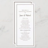 Basic White en Brown Wedding Programme Programmakaart (Voorkant / Achterkant)