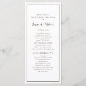 Basic White en Brown Wedding Programme Programmakaart (Voorkant)