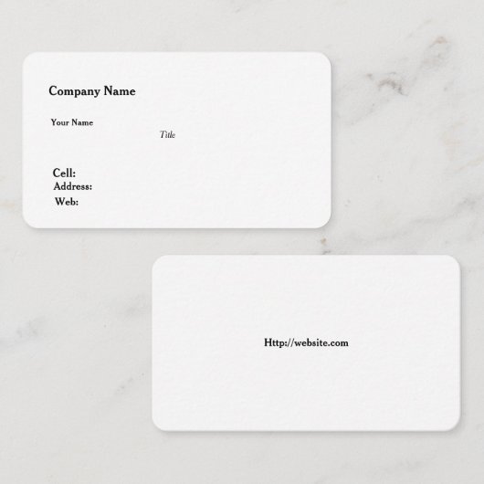 Basic White Sjabloon Visitekaartje (Voorkant / Achterkant)