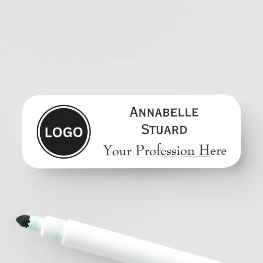 Basic Wit Elegant Modern Logo Naamplaatje (In situ)