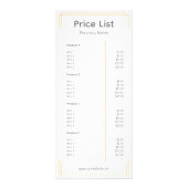 Basic wit sinaasappel uw logo business prijslijst reclamekaart (Achterkant)