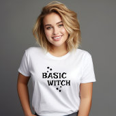 Basic Witch Black en White Star Halloween Vrouwen T-shirt