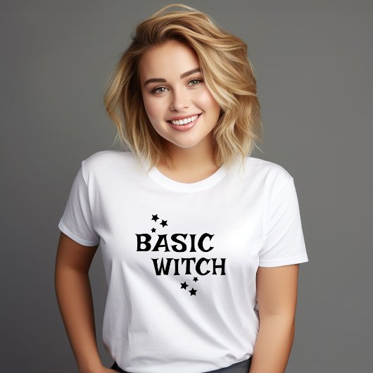 Basic Witch Black en White Star Halloween Vrouwen T-shirt