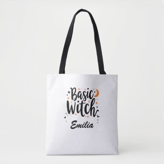 Basic Witch Custom Naam Halloween Canvas tas (Voorkant)
