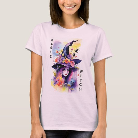 Basic Witch Funny Halloween Bloemen T-shirt (Voorkant)