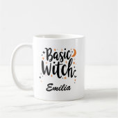 Basic Witch Halloween aangepaste zwarte typografie Koffiemok (Links)
