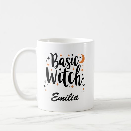 Basic Witch Halloween aangepaste zwarte typografie Koffiemok (Links)
