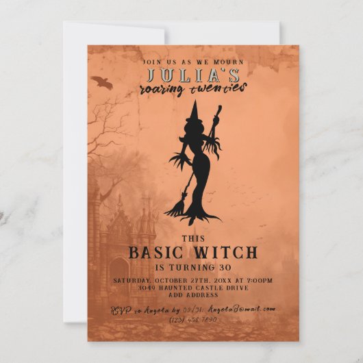 Basic Witch Modern Grappig Halloween Verjaardagsfe Kaart (Voorkant)