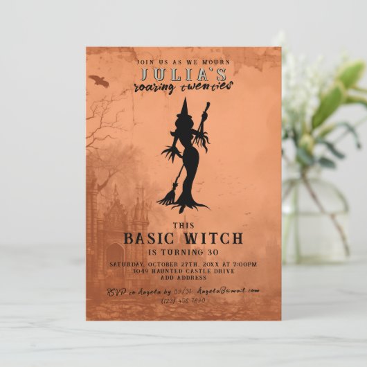 Basic Witch Modern Grappig Halloween Verjaardagsfe Kaart (Staand voorkant)