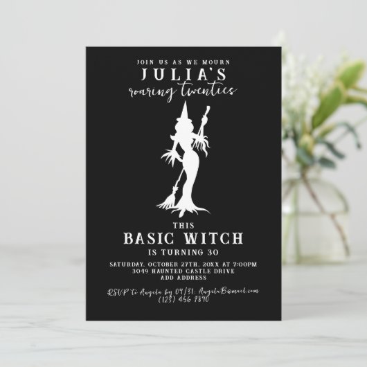 Basic Witch Modern Grappig Halloween Verjaardagsfe Kaart (Staand voorkant)