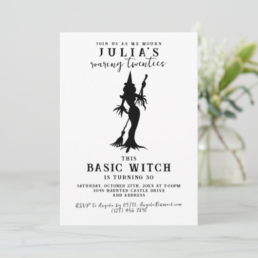 Basic Witch Modern Grappig Halloween Verjaardagsfe Kaart (Staand voorkant)