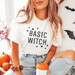 Basic Witch Modern Womens Halloween Tri-Blend Shirt<br><div class="desc">De "Basic Witch" grappige witte Halloween T-shirt van vrouwen is voorzien van een modern en eenvoudig zwart typografisch ontwerp met stervormige accenten.</div>