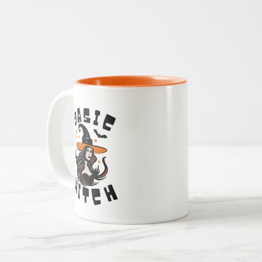 Basic Witch Mom Meisje Spooky Vrouwen Halloween Gi Tweekleurige Koffiemok (Voorkant links)