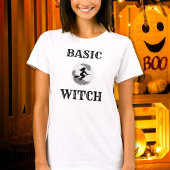 Basic Witch Riding Broom Vrouwen Custom Halloween T-shirt