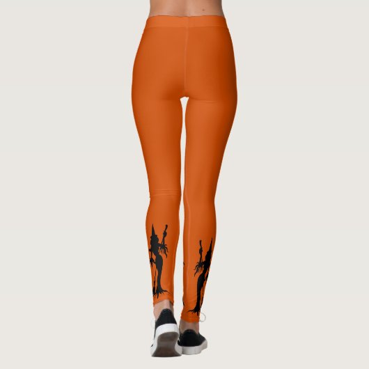 Basic Witch Sinaasappel Modern Funny Halloween Kos Leggings (Achterkant)