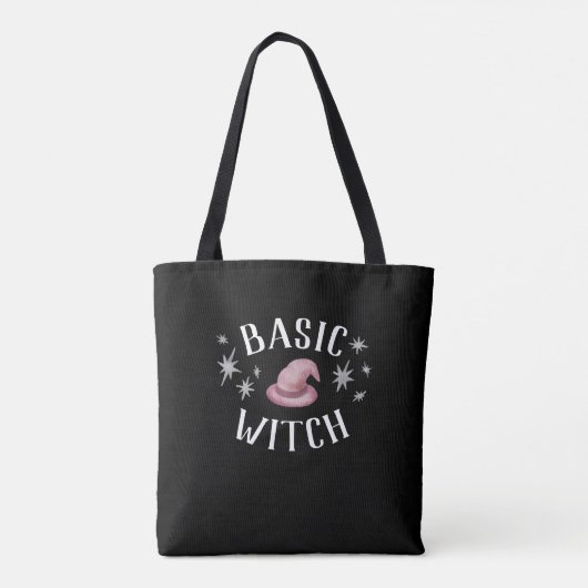 Basic Witch Zwart Moderne Grappige Vrouwen Tote Bag (Achterkant)