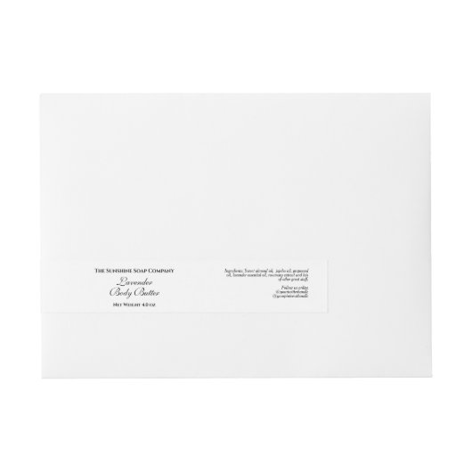 Basic witte cosmetica potje label 1" x 7,25 adreslabel wikkel (Voorkant)