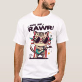 Basic witte Mannen T-Shirt Kawaii Rock Cat (Voorkant)