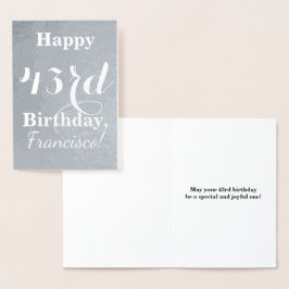 Basic zilveren folie "Happy 43rd Birthday" + naam Folie Kaarten