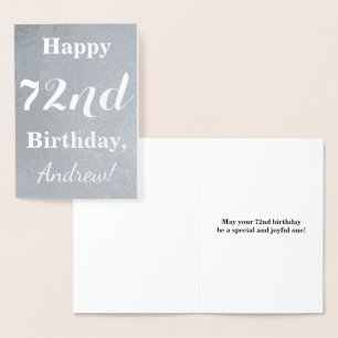 Basic zilveren folie "HAPPY 72nd BIRTHDAY" + Naam Kaarten