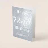 Basic zilveren folie "HAPPY 72nd BIRTHDAY" + Naam Kaarten (Voorkant)