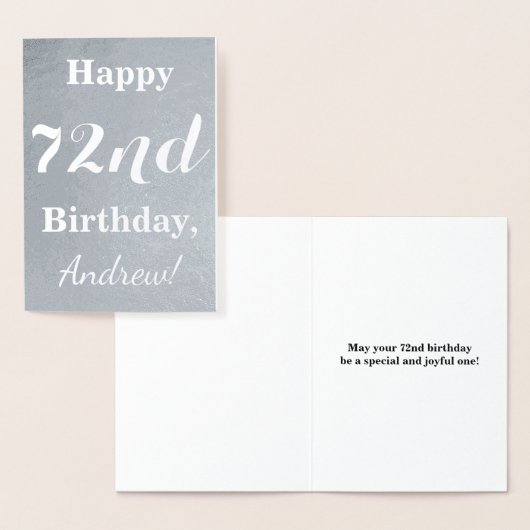 Basic zilveren folie "HAPPY 72nd BIRTHDAY" + Naam Kaarten (Display)