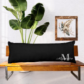 Basic Zwart effen kleur Monogram naam initiaal Lichaamskussen